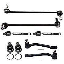 8-Piece Kit Front, Driver and Passenger Side, Lower, Upper and LowerBall Joint, includes (2) Ball Joint, (2) Sway Bar Link, and (2) Tie Rod End