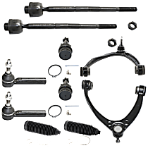 10-Piece Kit Front, Driver and Passenger Side, Upper and Lower, Inner and Outer Control Arm,  Includes (2) Ball Joint, (2) Control Arm, (2) Steering Rack Boot, and (4) Tie Rod End