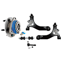 5-Piece Kit Control Arm,  Includes (2) Control Arm, (1) Sway Bar Link, (1) Tie Rod End, and (1) Wheel Hub