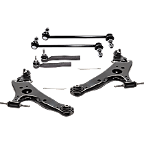 6-Piece Kit Front, Driver and Passenger Side, Lower, Outer Control Arm,  Includes (2) Control Arm, (2) Sway Bar Link, and (2) Tie Rod End