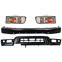 4-Piece Kit Front Bumper,  For Models With Sport Package and Fender Flare Holes, Painted Black, Sport Utility,  Includes (1) Bumper, (2) Turn Signal Light, and (1) Valance