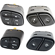 4-Piece Kit Radio Control Switch with Dash Display Switch, 4 Female Pin Terminals, Green Backlight