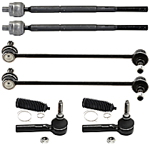 8-Piece Kit Front, Driver and Passenger Side, Inner and Outer Sway Bar Link, 11.8 (in) Center to Center, includes (2) Steering Rack Boot, (2) Sway Bar Link, and (4) Tie Rod End