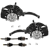 4-Piece Kit Front, Driver and Passenger Side Steering Knuckle, With Bearing, With Dust Shield, Includes (2) Axle Assembly and (2) Knuckle