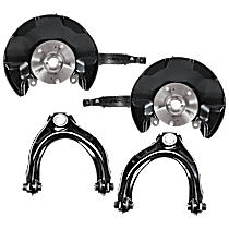 4-Piece Kit Front, Driver and Passenger Side Loaded Knuckle, With Backing Plate, With Bearing, Includes (2) Control Arm and (2) Knuckle