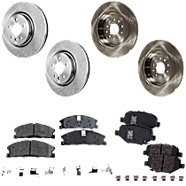 Front and Rear Brake Disc and Pad Kit, Plain Surface, 5 Lugs, 325mm Front Disc, Standard Brakes