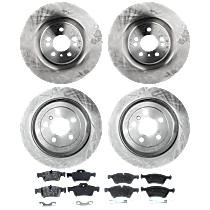 Front and Rear Brake Disc and Pad Kit, Plain Surface 5 Lugs