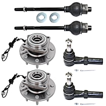 6-Piece Kit Wheel Hub, 4WD, 8 Lugs, With Bearing,  Includes (4) Tie Rod End and (2) Wheel Hub