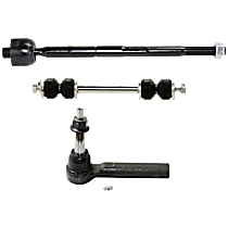3-Piece Kit Front, Driver and Passenger Side, Inner and Outer Tie Rod End, 4WD,  Includes (1) Sway Bar Link and (2) Tie Rod End