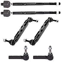 6-Piece Kit Front, Driver and Passenger Side, Inner and Outer Tie Rod End, RPO Code NJ2 Belt Drive Electric Power, includes (2) Sway Bar Link and (4) Tie Rod End