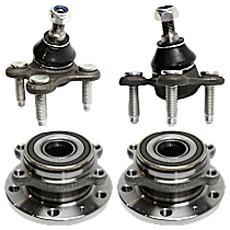 4-Piece Kit Wheel Hub, 5 Lugs, With Bearing, includes (2) Ball Joint and (2) Wheel Hub