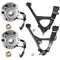 4-Piece Kit Control Arm, Rear Wheel Drive, For Models With Forged Arm, With Front Torsion Bar Spring, includes (2) Control Arm and (2) Wheel Hub