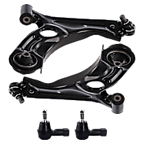 4-Piece Kit Front, Driver and Passenger Side, Lower, Outer Control Arm,  Includes (2) Control Arm and (2) Tie Rod End