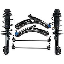 6-Piece Kit Front, Driver and Passenger Side, Lower Control Arm Kit,  Includes (2) Control Arm, (2) Loaded Strut, and (2) Sway Bar Link