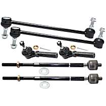 6-Piece Kit Front, Driver and Passenger Side Suspension Includes Sway Bar Links and Tie Rod Ends