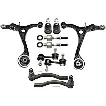 Front, Driver and Passenger Side, Lower Control Arm Kit, Front Wheel Drive, includes Ball Joints, Sway Bar Links, and Tie Rod Ends