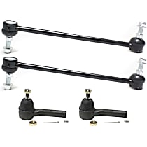 4-Piece Kit Front, Driver and Passenger Side Suspension, includes Sway Bar Link and Tie Rod End