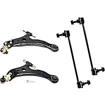4-Piece Kit Front, Driver and Passenger Side, Lower Control Arm Kit, Includes (2) Control Arm and (2) Sway Bar Link