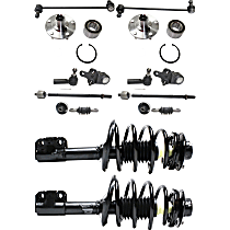 14-Piece Kit Front, Driver and Passenger Side Suspension with Ball Joints, Control Arm Bushings, Loaded Struts, Sway Bar Links, Tie Rod Ends, and Wheel Hubs; 3.0L Engine