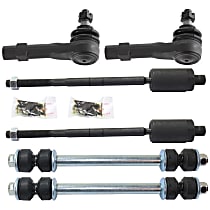 6-Piece Kit Front, Driver and Passenger Side Suspension Kit, includes (2) Sway Bar Link and (4) Tie Rod End