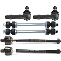 6-Piece Kit Front, Driver and Passenger Side Suspension Kit, includes (2) Sway Bar Link and (4) Tie Rod End