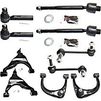 Front, Driver and Passenger Side, Upper and Lower Control Arm Kit, Four Wheel Drive/Rear Wheel Drive, includes Sway Bar Links and Tie Rod Ends