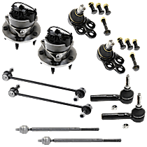 10-Piece Kit Front, Driver and Passenger Side Suspension, includes Ball Joint, Sway Bar Link, Tie Rod End, and Wheel Hub, 4-Wheel ABS, For Models With 5 Stud Hub, 11.8 (in) Center to Center