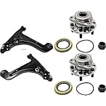 4-Piece Kit Front, Driver and Passenger Side, Lower Control Arm Kit, Includes (2) Control Arm and (2) Wheel Hub