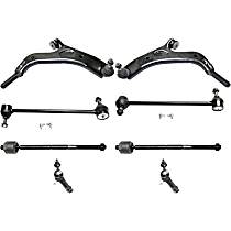 8-Piece Kit Front, Driver and Passenger Side, Lower Control Arm Kit, Includes (2) Control Arm, (2) Sway Bar Link, and (4) Tie Rod End