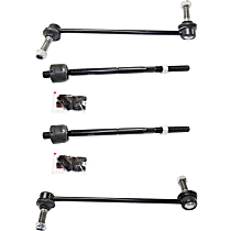 4-Piece Kit Front, Driver and Passenger Side Suspension Kit, includes (2) Sway Bar Link and (2) Tie Rod End