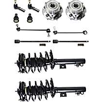 12-Piece Kit Front, Driver and Passenger Side Suspension Includes Ball Joint, Loaded Strut, Sway Bar Link, Tie Rod End, and Wheel Hub