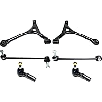 6-Piece Kit Front, Driver and Passenger Side, Lower Control Arm Kit,  Includes (2) Control Arm, (2) Sway Bar Link, and (2) Tie Rod End