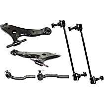 6-Piece Kit Front, Driver and Passenger Side, Lower Control Arm Kit, Includes (2) Control Arm, (2) Sway Bar Link, and (2) Tie Rod End