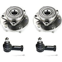 4-Piece Kit Front, Driver and Passenger Side Suspension Kit, includes (2) Tie Rod End and (2) Wheel Hub