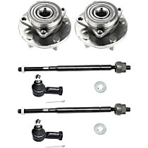 6-Piece Kit Front, Driver and Passenger Side Suspension Kit, includes (4) Tie Rod End and (2) Wheel Hub