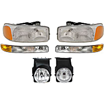 6-Piece Kit, Driver and Passenger Side Halogen Headlight, With bulb(s), OE Replacement, Includes (2) Headlight, (2) Parking Light and (2) Fog Light