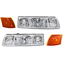 4-Piece Kit Driver and Passenger Side Halogen Headlight, With bulb(s), OE Replacement, Includes (2) Headlight and (2) Side Marker