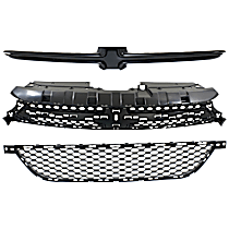 3-Piece Kit Grille, Textured Black, Includes (1) Bumper Grille, (1) Grille Assembly, and (1) Grille Trim
