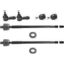 6-Piece Kit Front, Driver and Passenger Side Suspension Kit, includes (2) Ball Joint and (4) Tie Rod End