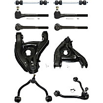 8-Piece Kit Front, Driver and Passenger Side, Upper and Lower Control Arm Kit, RWD, 7,700 lbs. or 8,600 lbs. GVW, Standard Design, includes (4) Control Arm, (2) Sway Bar Link, and (4) Tie Rod End