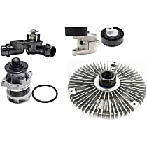 Water Pump Kit, With Gasket, includes ccessory Belt Tension Pulley, Accessory Belt Tensioner, and Fan Clutch, Thermostat Housing