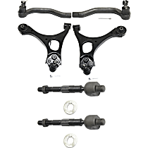 Front, Driver and Passenger Side Control Arm Kit, Front Wheel Drive, 20mm Thread At Steering Gear, includes Tie Rod Ends