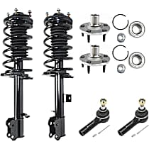 6-Piece Kit Front, Driver and Passenger Side Suspension Kit,  Includes (2) Loaded Strut, (2) Tie Rod End, and (2) Wheel Hub