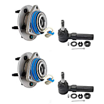 4-Piece Kit Front, Driver and Passenger Side Suspension Kit, FWD, Steel Wire Clip - Bearing Flange Mounting Holes Threaded, includes (2) Tie Rod End and (2) Wheel Hub