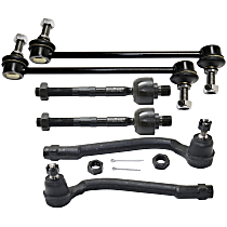 6-Piece Kit Front, Driver and Passenger Side Suspension with Sway Bar Links and Tie Rod Ends