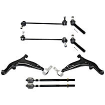 8-Piece Kit Front, Driver and Passenger Side Control Arm Kit,  Includes (2) Control Arm, (2) Sway Bar Link, and (4) Tie Rod End
