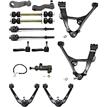Front, Driver and Passenger Side, Upper and Lower Control Arm Kit, Heavy Duty Design, includes Idler Arm, Idler Arm Bracket, Pitman Arm, Sway Bar Links, and Tie Rod Ends