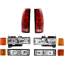 Driver and Passenger Side Headlight Kit, With bulb(s), Halogen, includes Reflectors, Side Markers, Tail Lights, and Turn Signal Lights