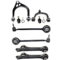 8-Piece Kit Front, Driver and Passenger Side, Upper and Lower Control Arm Kit, RWD, For Models Without Touring Suspension, Non-Adjustable Type, includes (2) Ball Joint and (6) Control Arm