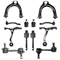 12-Piece Kit Front, Driver and Passenger Side Suspension, FWD, includes Ball Joints, Control Arms, Sway Bar Links, and Tie Rod Ends